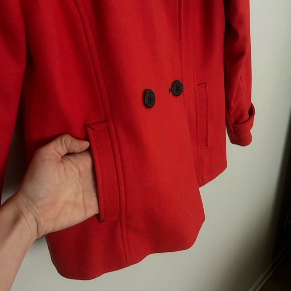 Lands’ End Red Wool Blend Pea Coat - Picture 3 of 9